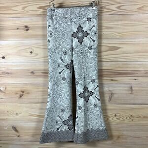 BETELGEUSE Pants Womens‎ 29" Flare Textured Jacquard Floral Pull On Boho Chic